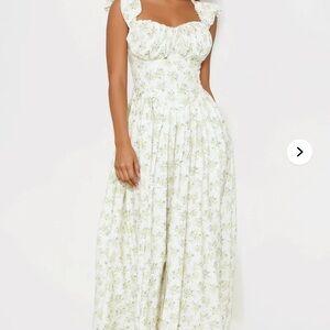 Fashion Nova Samantha Floral Satin Maxi Dress (Yellow/Combo)